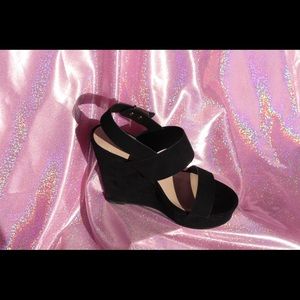 Faux Suede Wedge Sandals